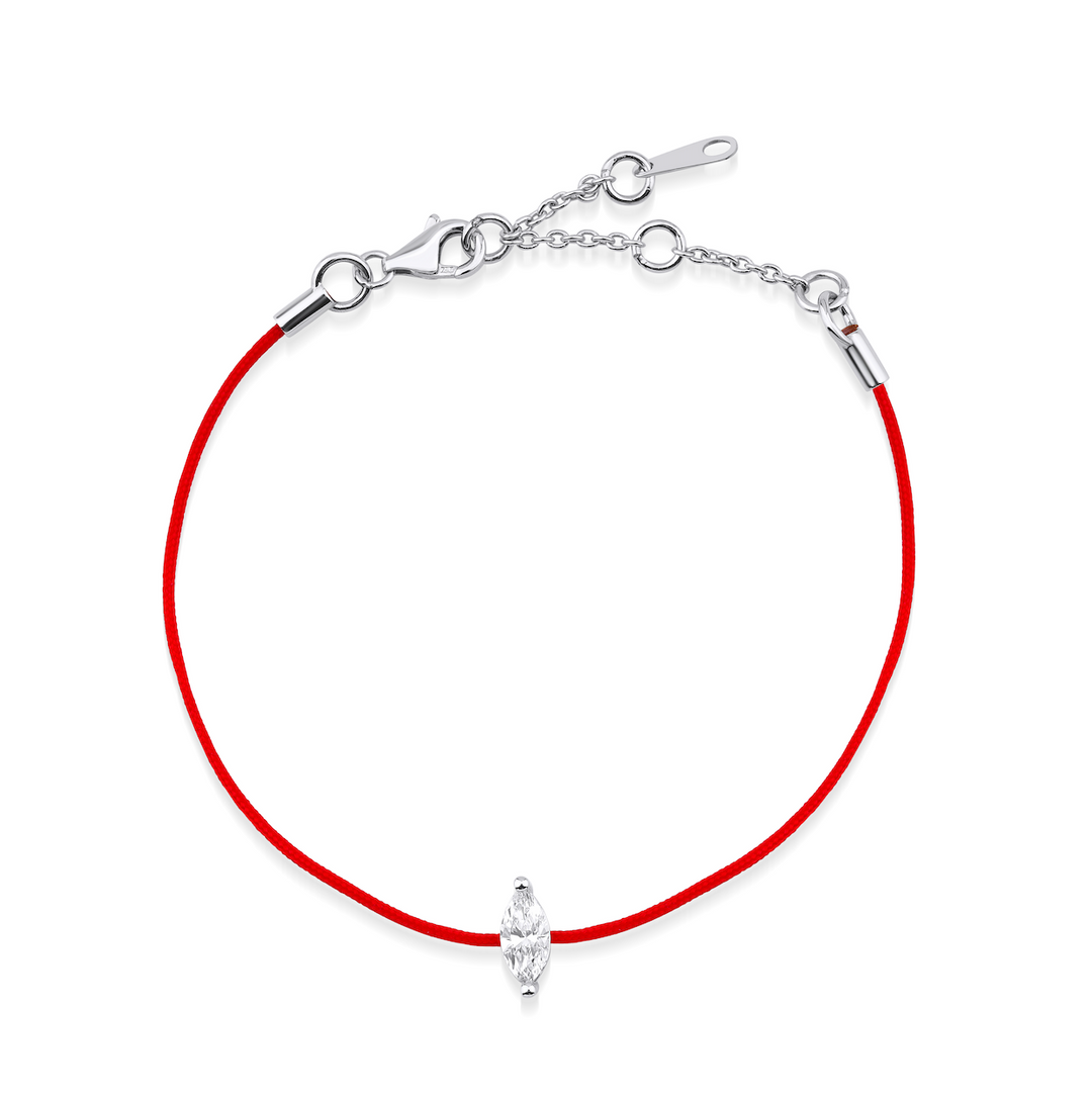 MARQUISE DIAMOND RED CORD BRACELET