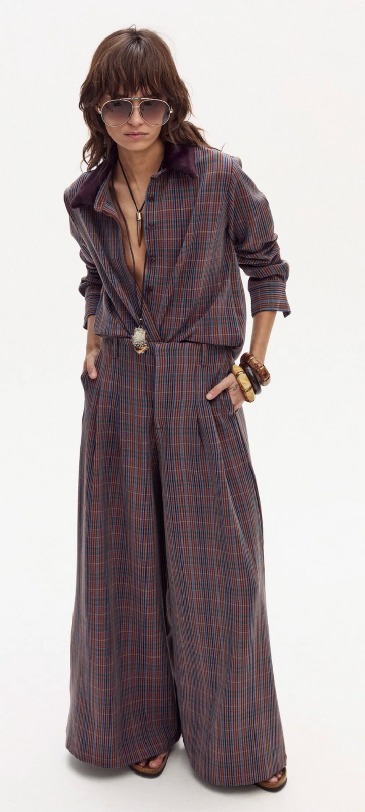 Super Culotte Twill Pants - Blue Prince of Wales