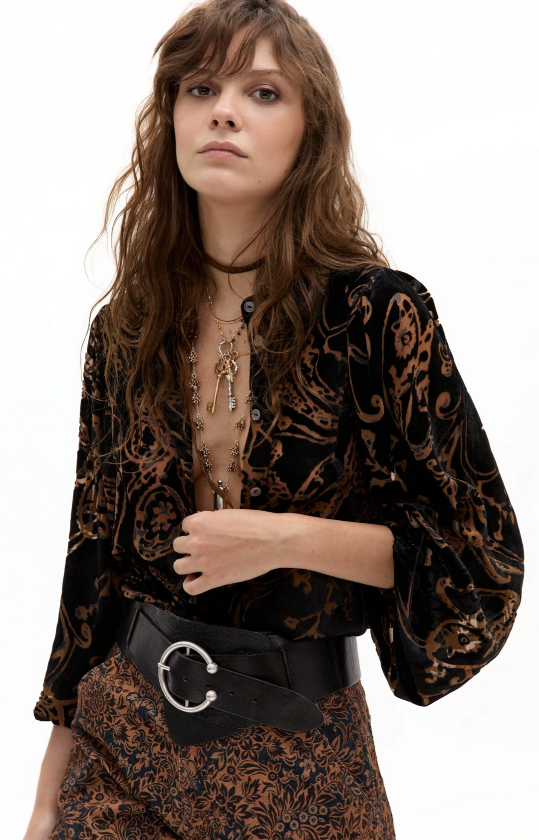 Claire Velvet Shirt - Pisley Velvet