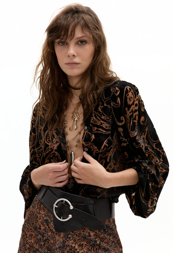 Claire Velvet Shirt - Pisley Velvet