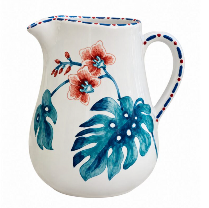 Marcelo Antunes X Les Ottomans Hand Painted Ceramic Water Jug – Brazilian Orchids