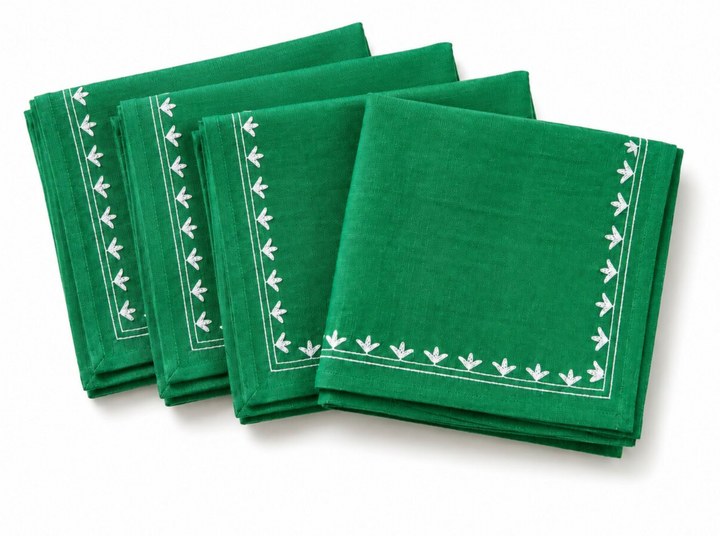Embroidered Cotton Napkins, Set Of 4