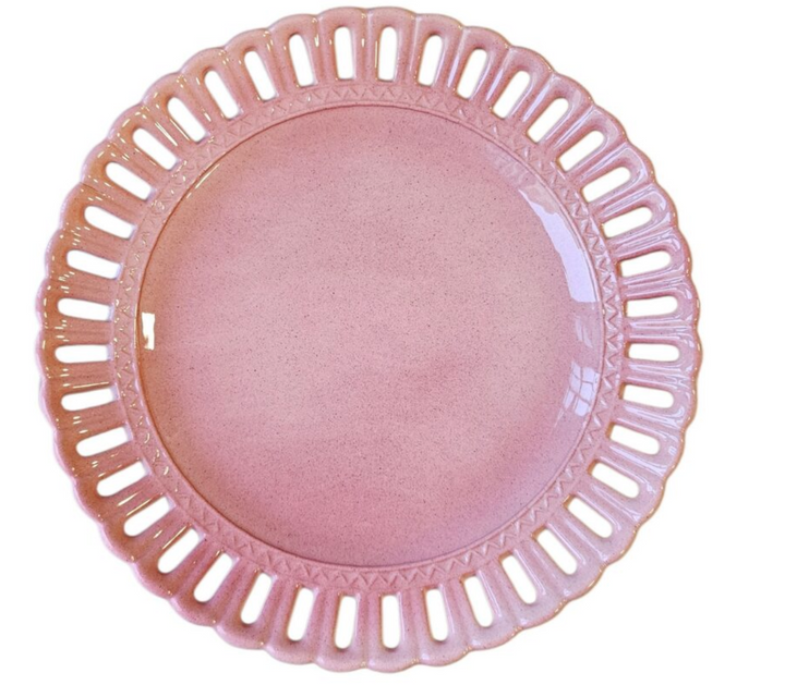 Ceramic Charger Plate With Hand-Painted Lace Effect Edge