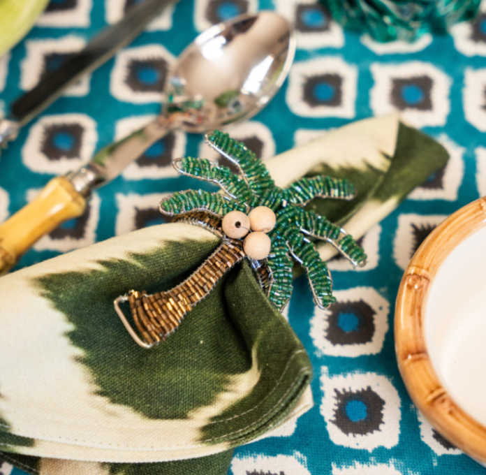 Beaded Palm Napkin Ring - Set of 2