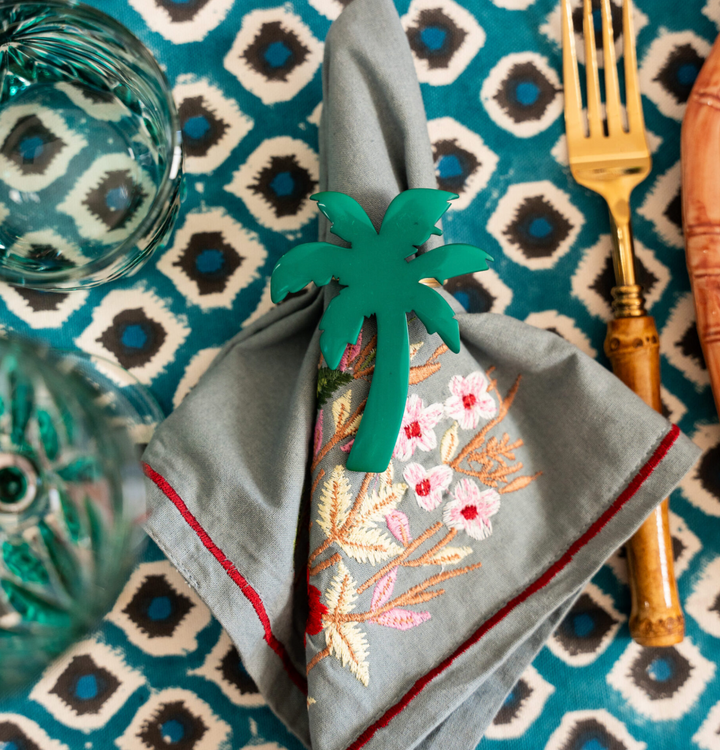 Resin Palm Napkin Ring -  Set of 2