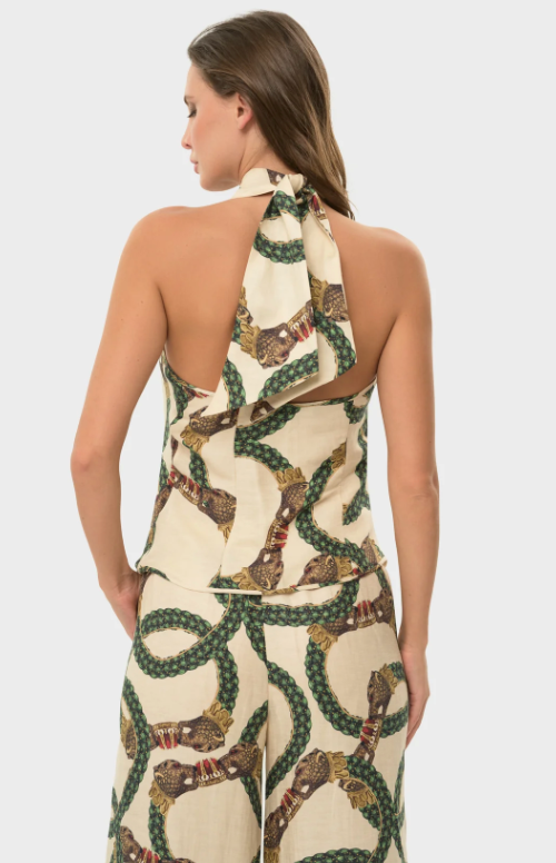 Celine Mystique Cross Halter Top