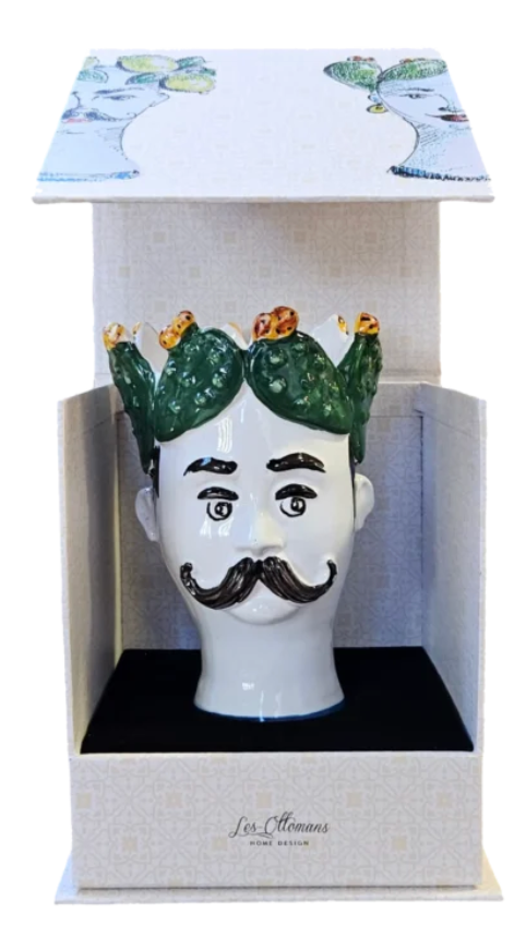 Hand-Painted Sicilian Ceramic Candle/Cactus