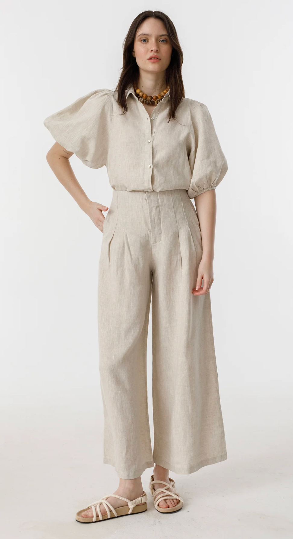 Culotte Linen Pants - Natural