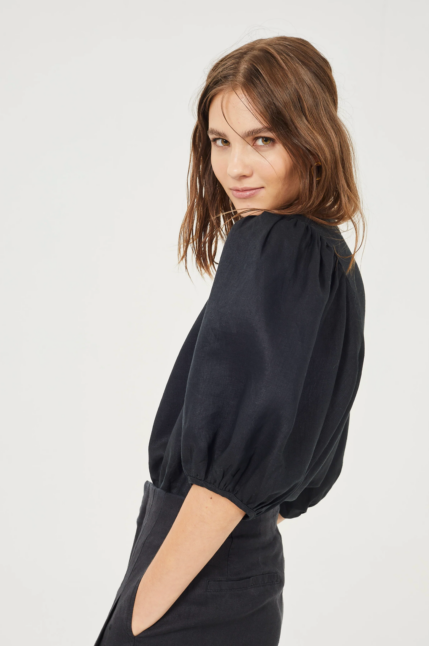 Bubble Linen Shirt - Black