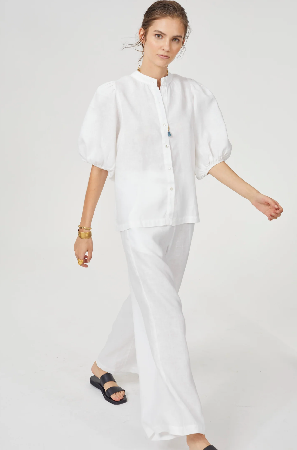 Bubble Linen Shirt - White