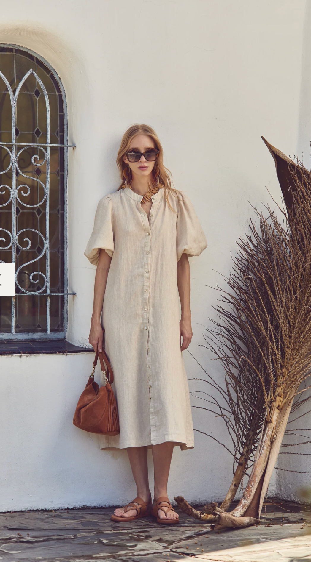 Bubble Linen Dress - Natural
