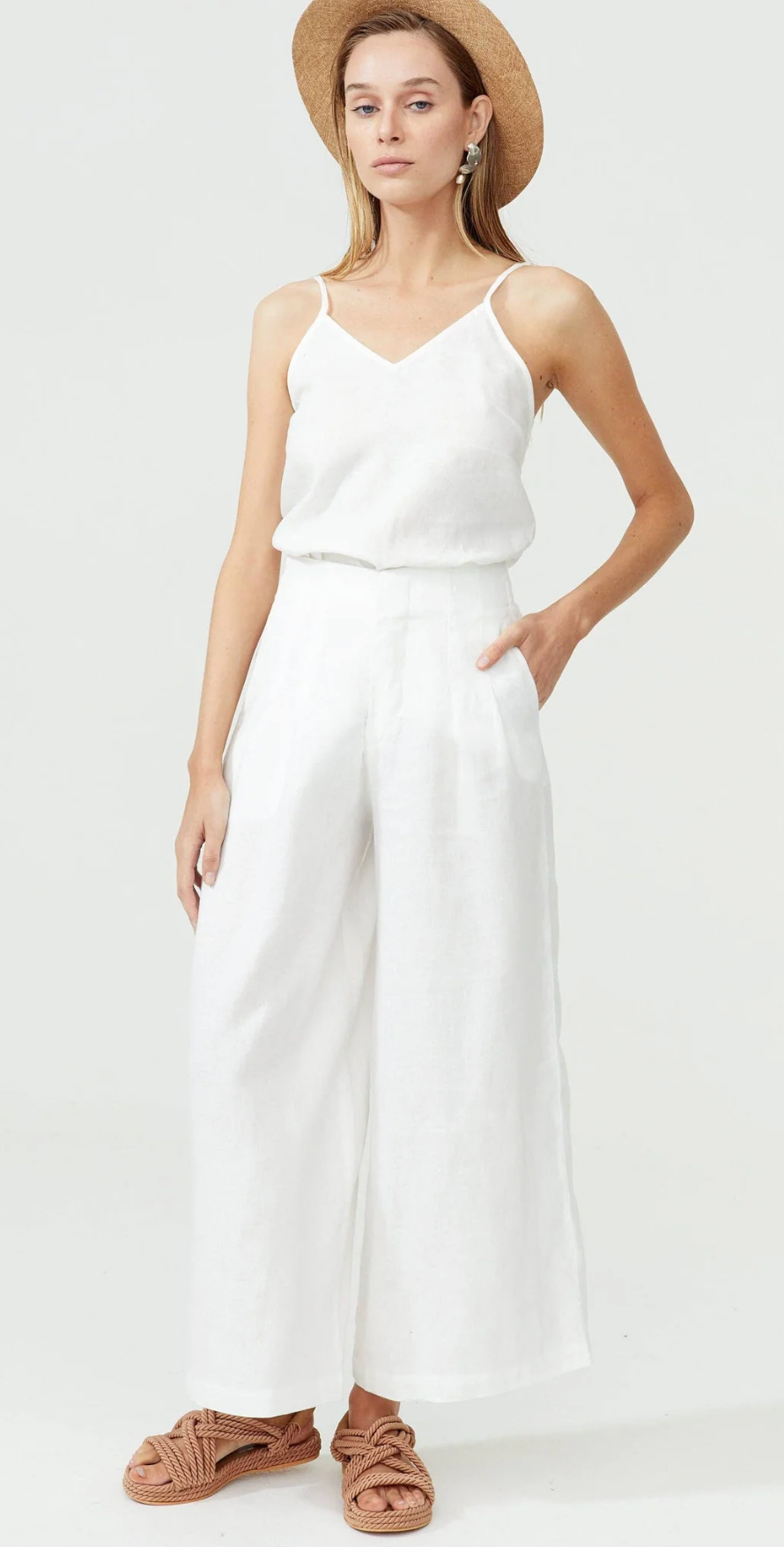 Culotte Linen Pants - White