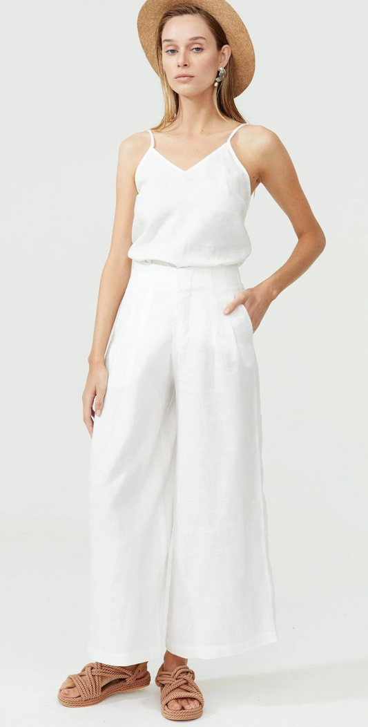Culotte Linen Pants - White