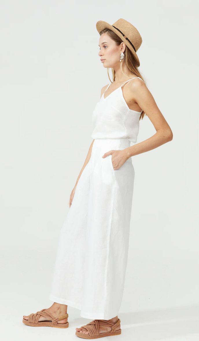 Culotte Linen Pants - White