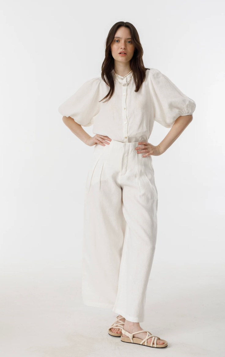 Culotte Linen Pants - White