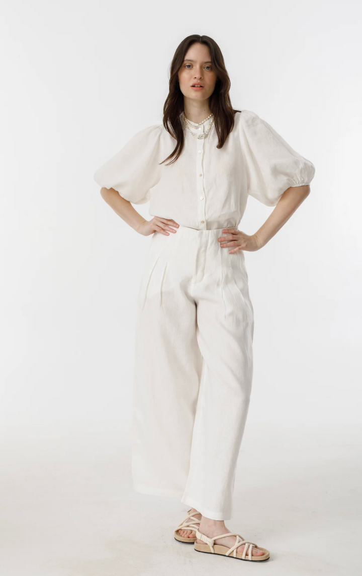 Culotte Linen Pants - White