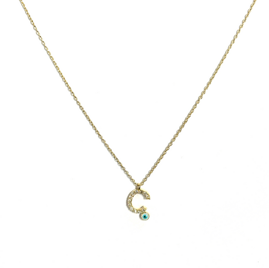 Diamond Eye Initial Necklace