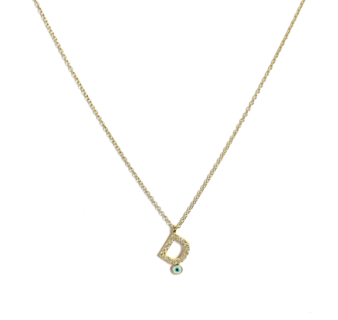 Diamond Eye Initial Necklace