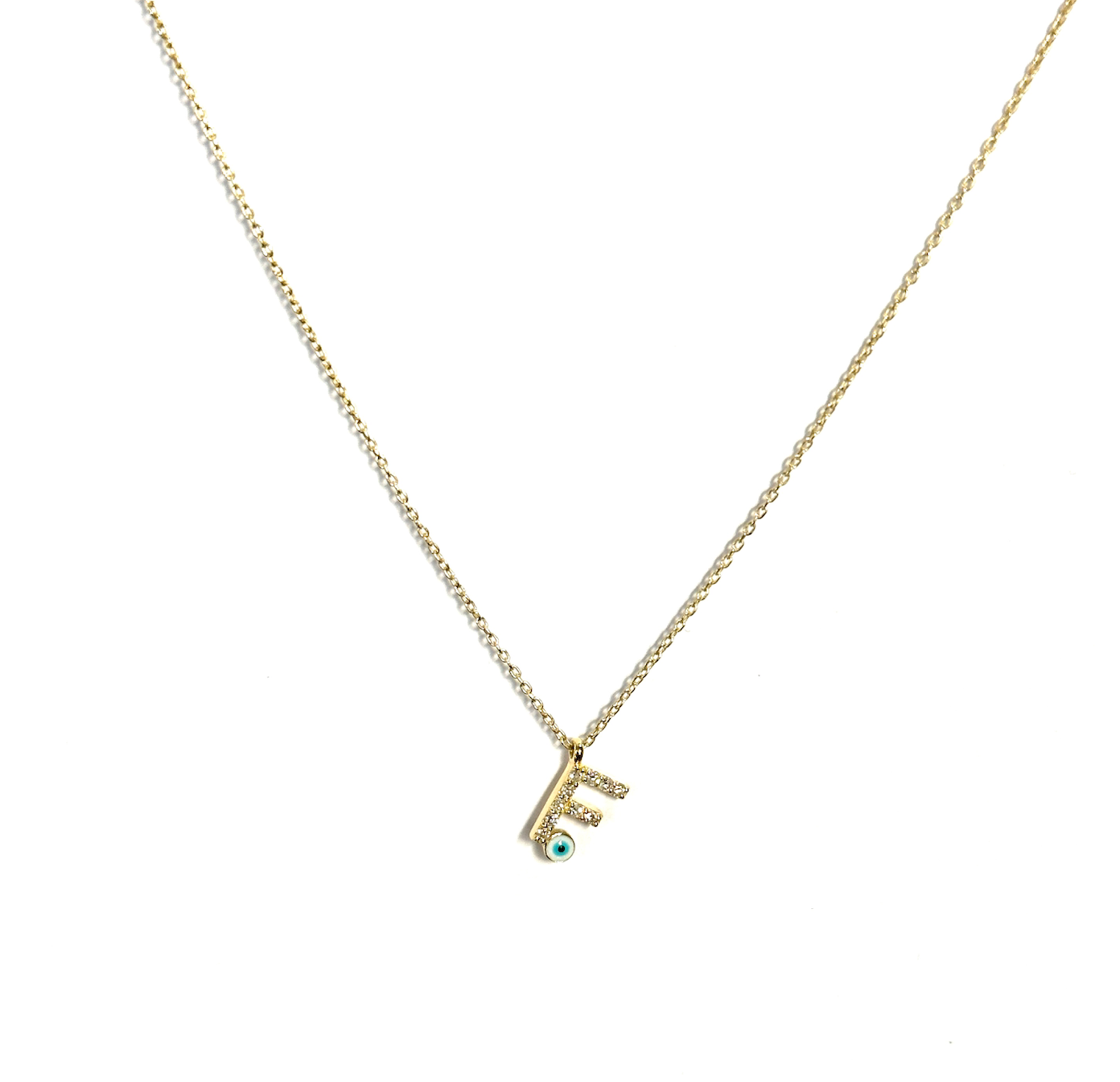Diamond Eye Initial Necklace