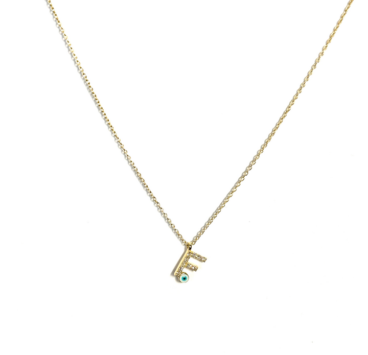 Diamond Eye Initial Necklace