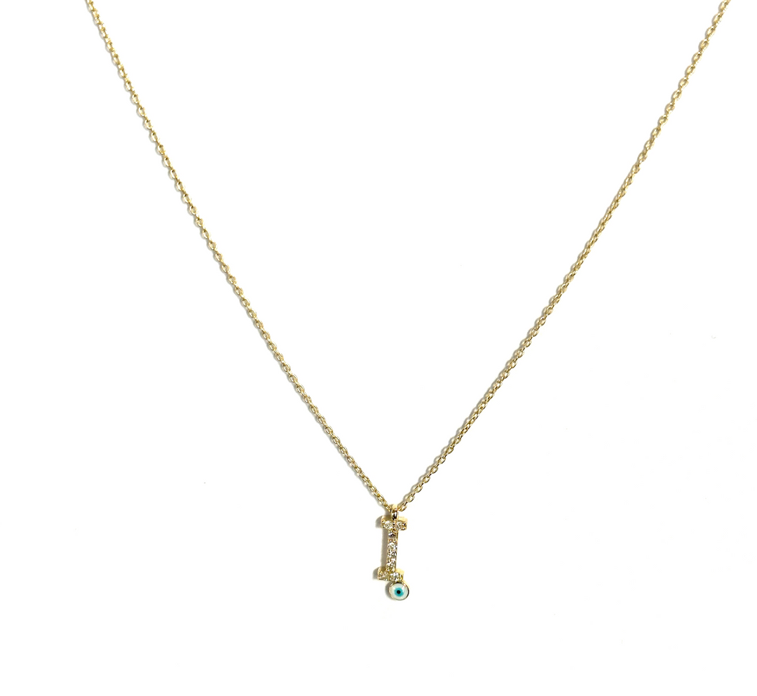 Diamond Eye Initial Necklace