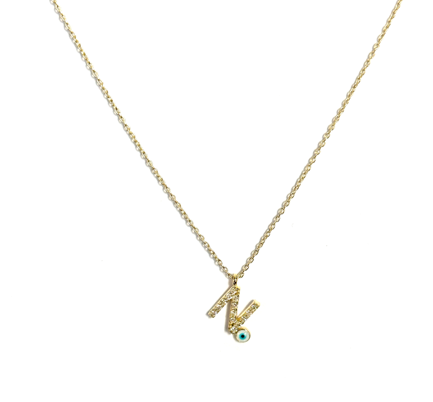 Diamond Eye Initial Necklace