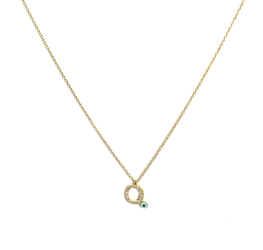 Diamond Eye Initial Necklace