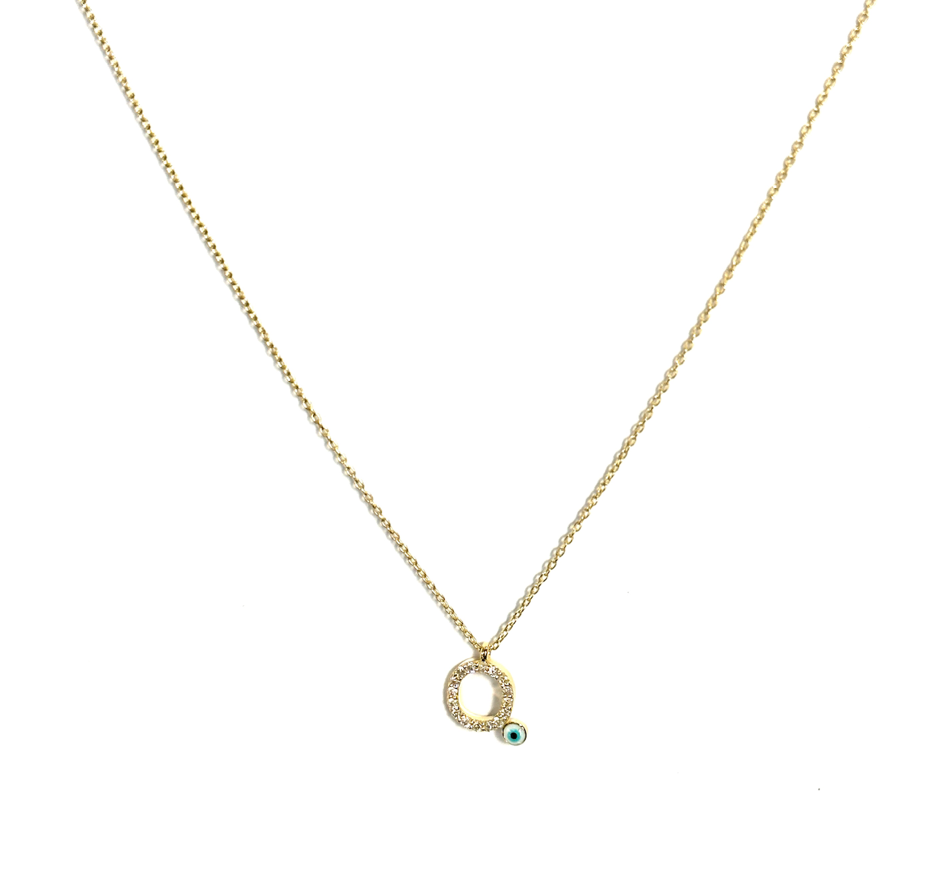 Diamond Eye Initial Necklace