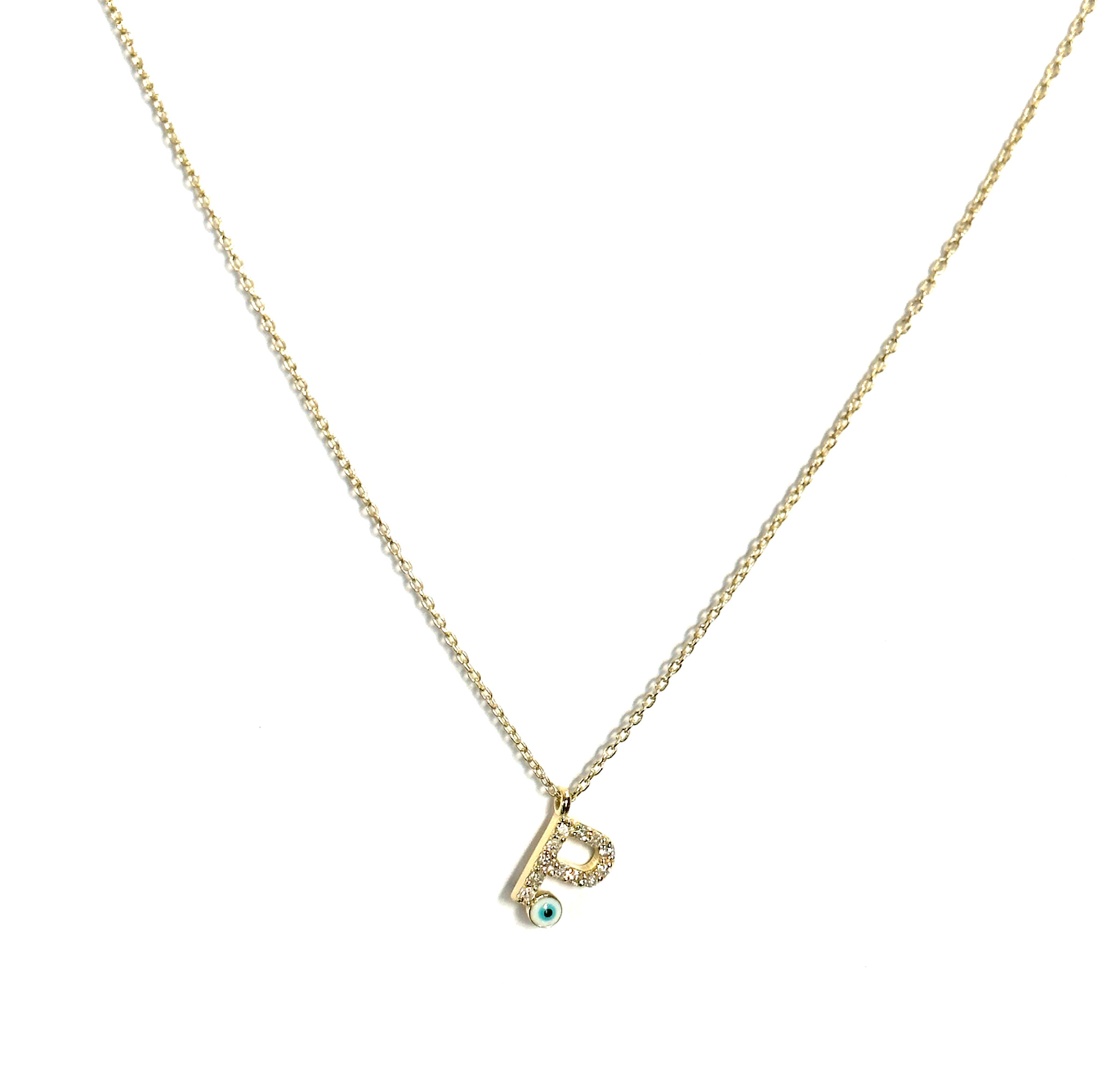 Diamond Eye Initial Necklace