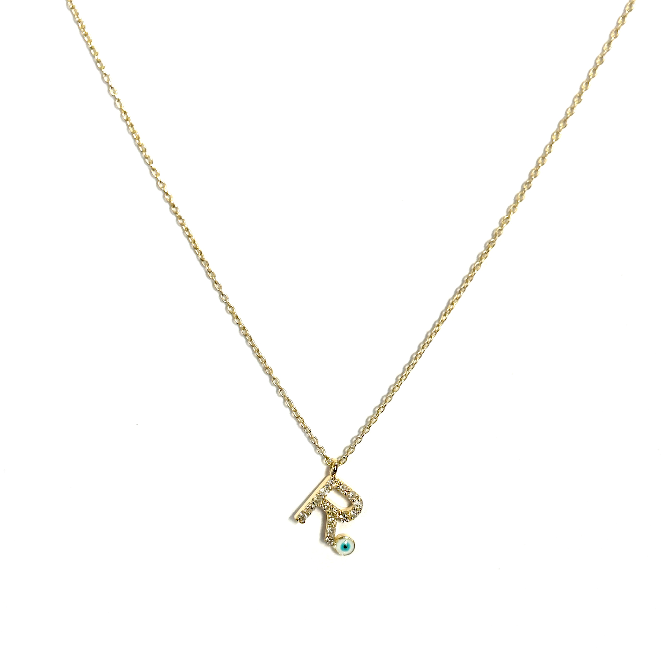 Diamond Eye Initial Necklace