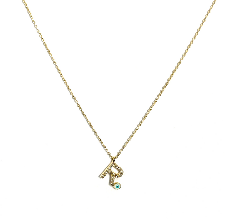 Diamond Eye Initial Necklace