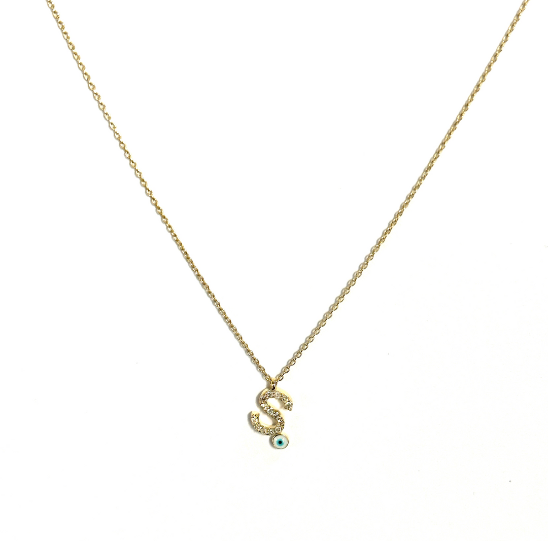 Diamond Eye Initial Necklace
