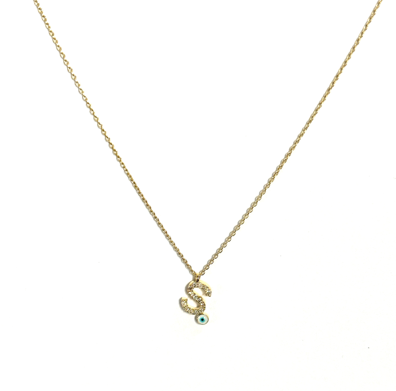 Diamond Eye Initial Necklace