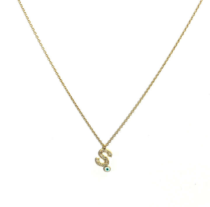 Diamond Eye Initial Necklace