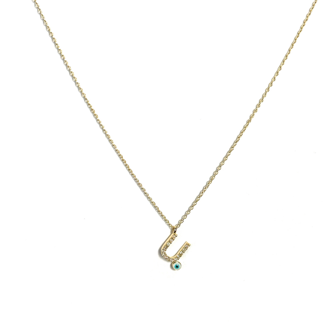 Diamond Eye Initial Necklace