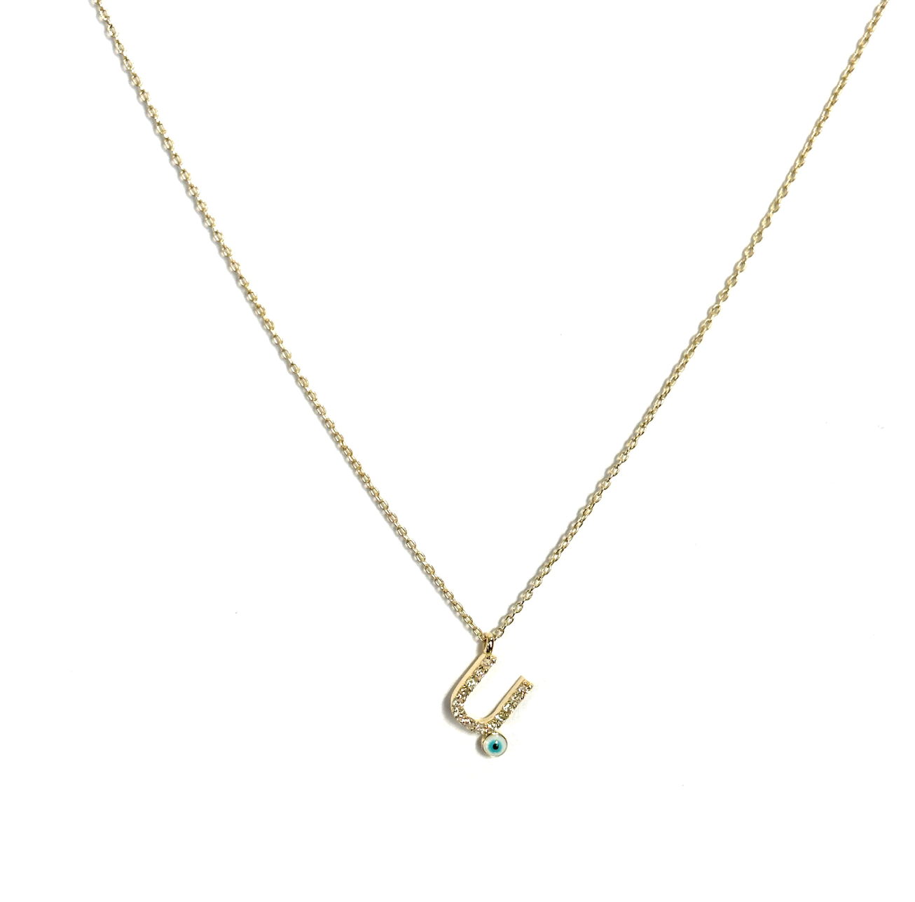 Diamond Eye Initial Necklace
