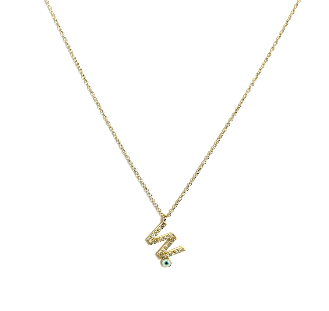 Diamond Eye Initial Necklace