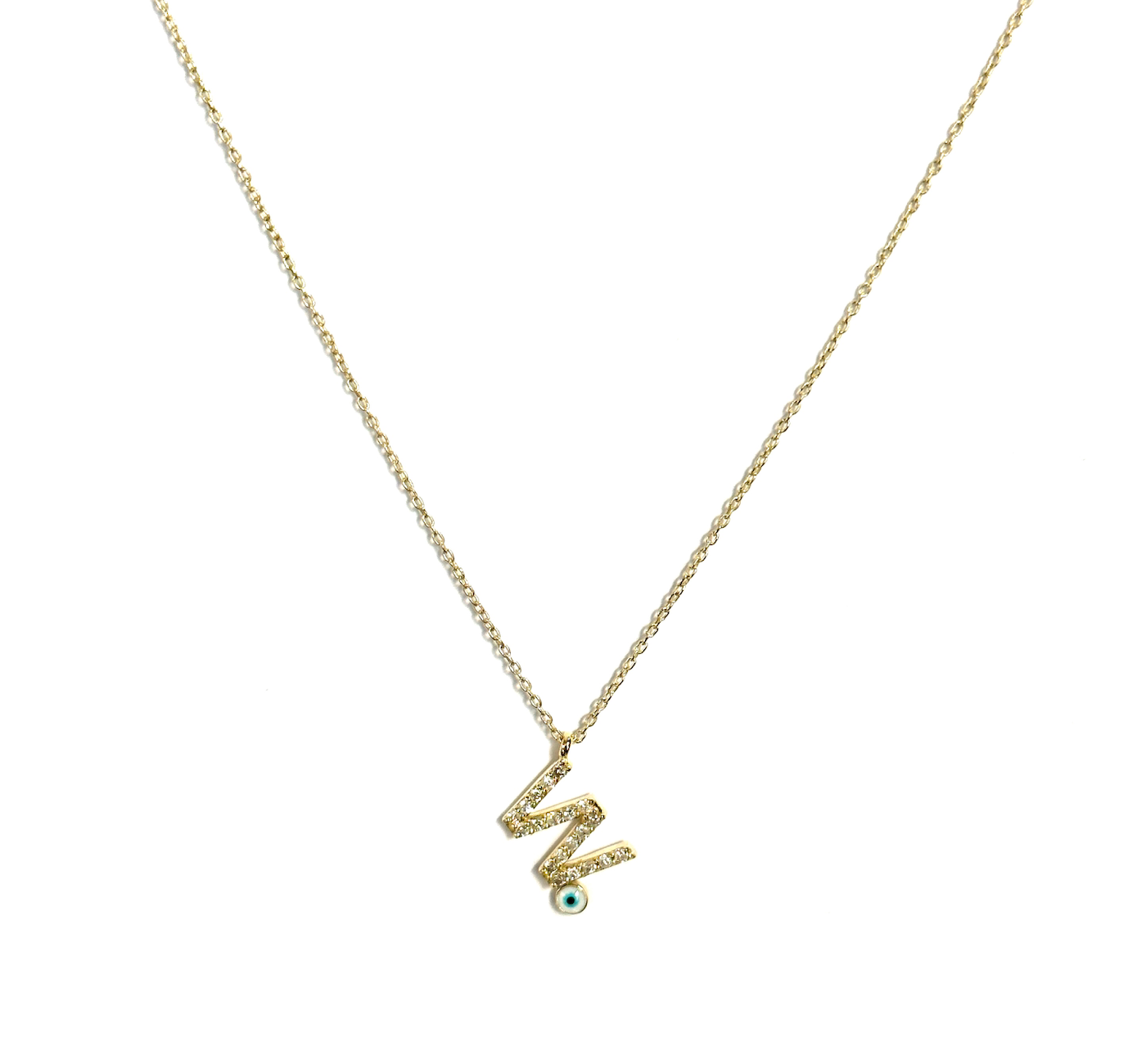 Diamond Eye Initial Necklace