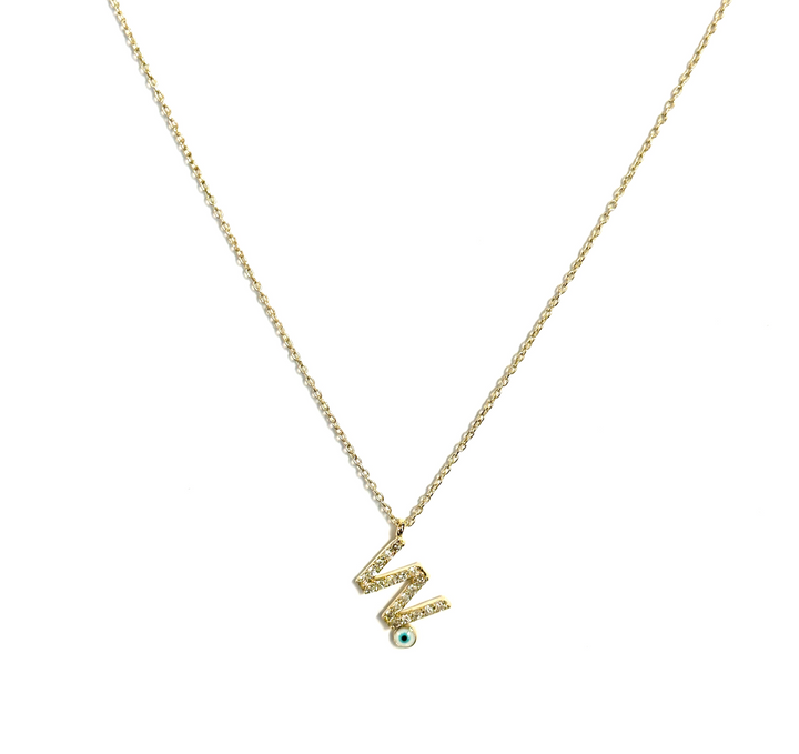 Diamond Eye Initial Necklace