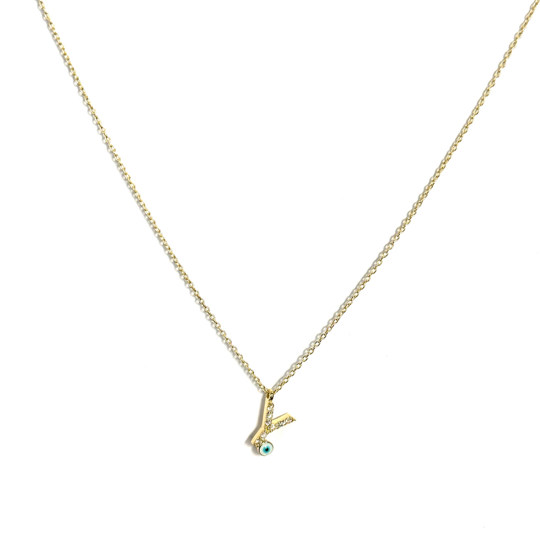 Diamond Eye Initial Necklace