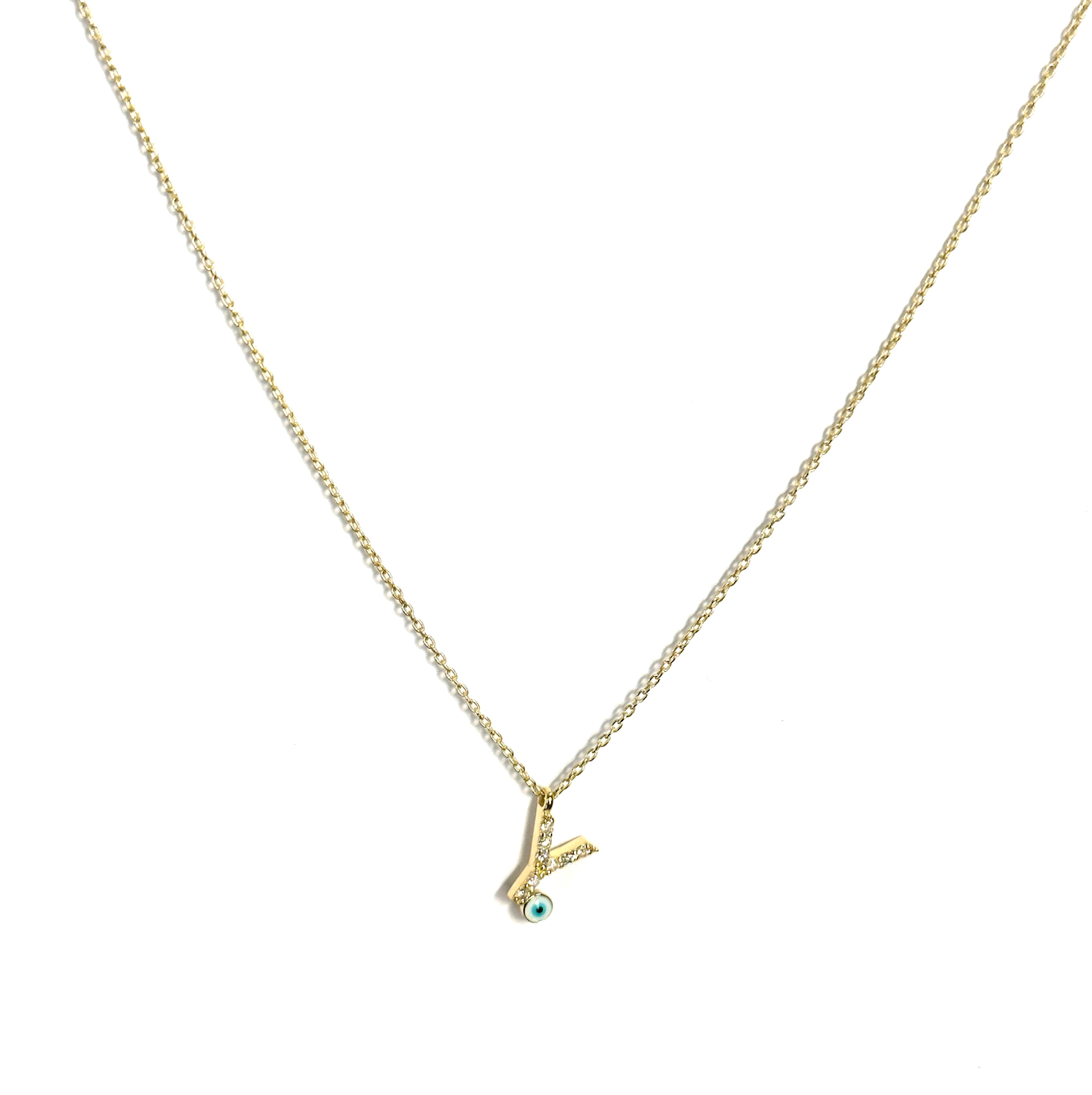 Diamond Eye Initial Necklace