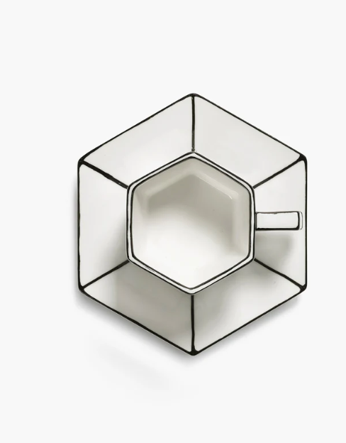 Espresso Cup with Saucer White - Black/ Carte Blanche
