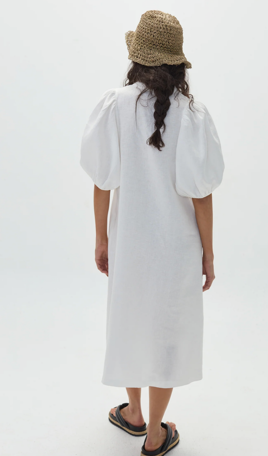 Bubble Linen Dress - Off White