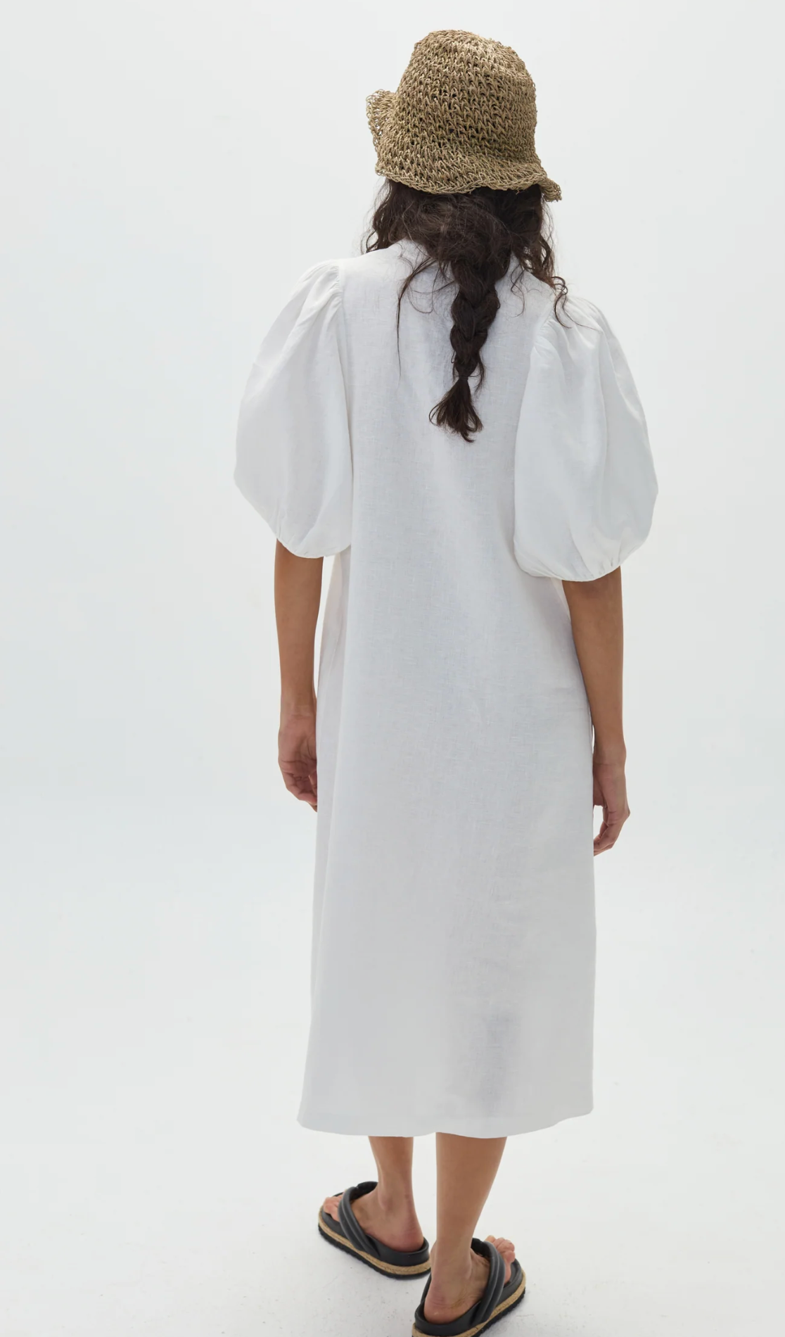 Bubble Linen Dress - Off White