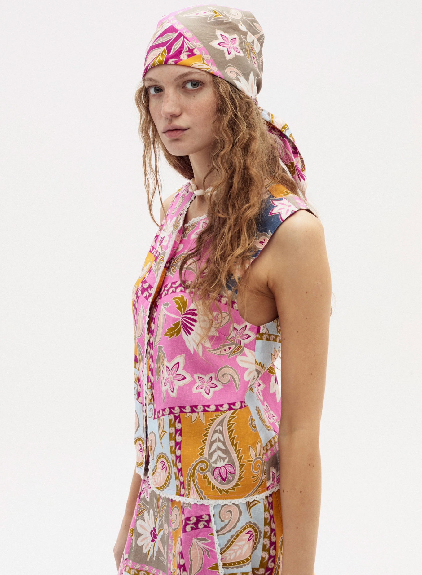 Folk Linen Top - Calypso Print