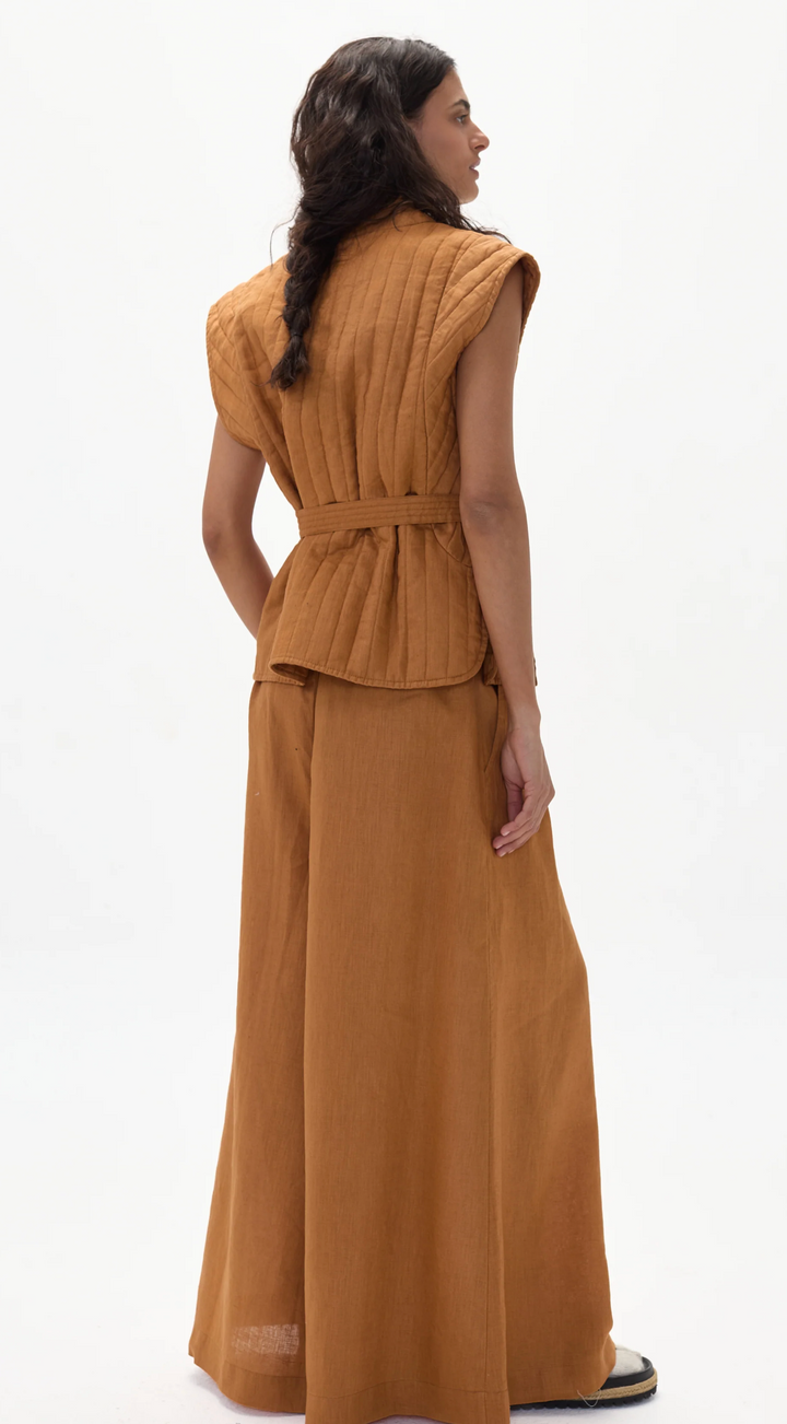 Smith Linen Vest - Caramel
