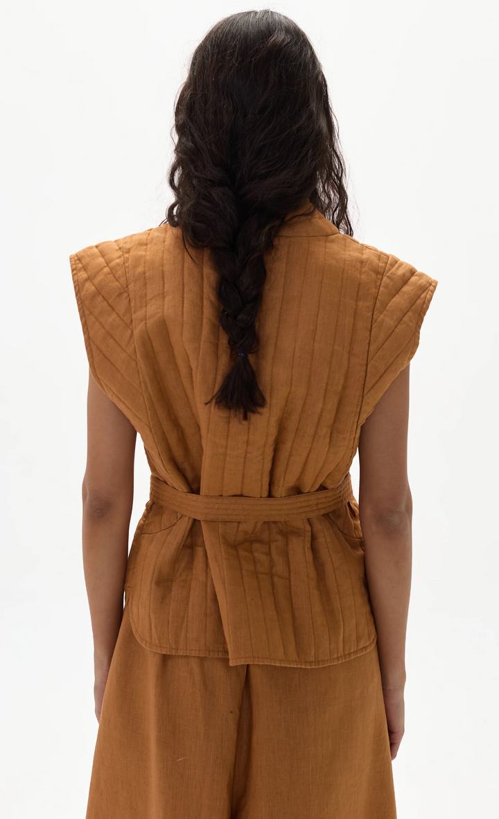 Smith Linen Vest - Caramel
