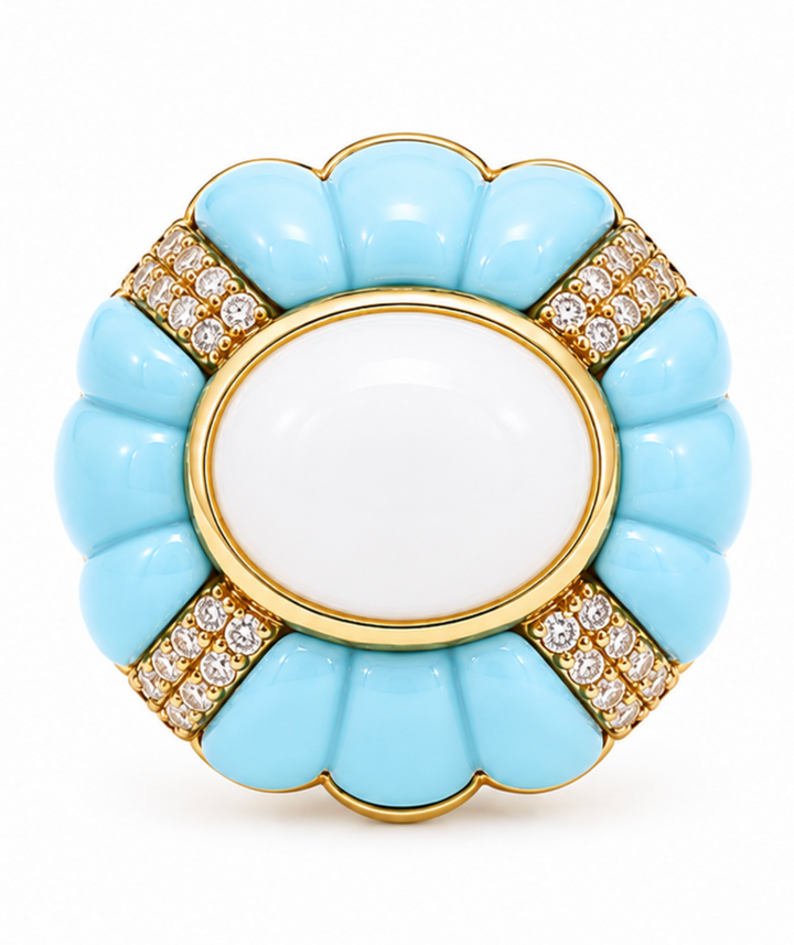 Malfatti Ring-White/Turquoise