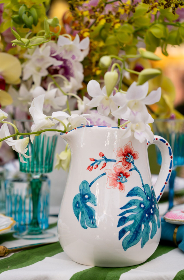 Marcelo Antunes X Les Ottomans Hand Painted Ceramic Water Jug – Brazilian Orchids