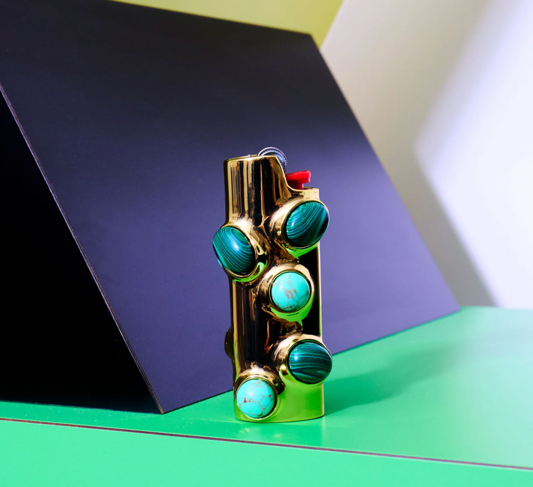 Stoned Lighter Case -Malachite